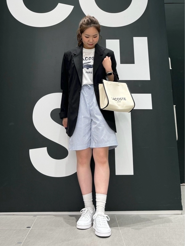 送料関税込みLacoste アーチネームカレッジロゴTシャツ ヘビーウェイト アーチネームカレッジロゴプリント 半袖Tシャツ