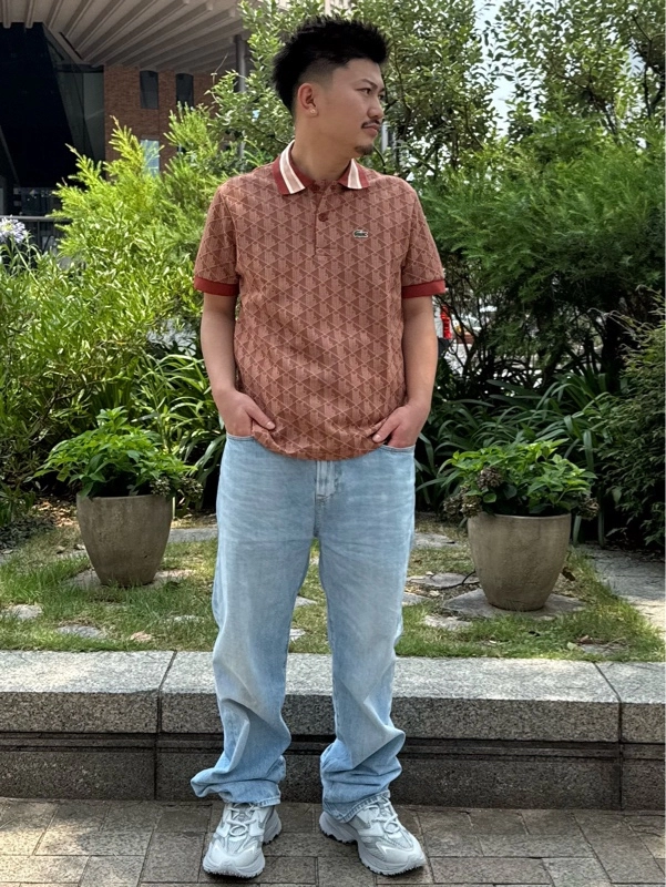 LACOSTE モノグラムジャカードポロシャツ ライトブルー ラコステ LACOSTE モノグラムジャカードポロシャツ （ライト