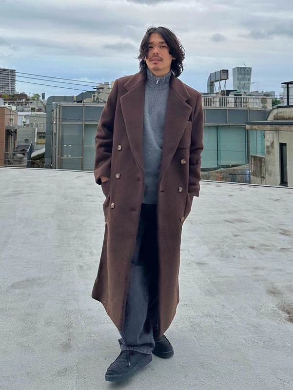 【流行色】LACOSTE ブラウン ダブルブレストコート 42　ラコステ　　茶色 ダブルブレストバージンウールロングコート | LACOSTE/ラコステ | 三越